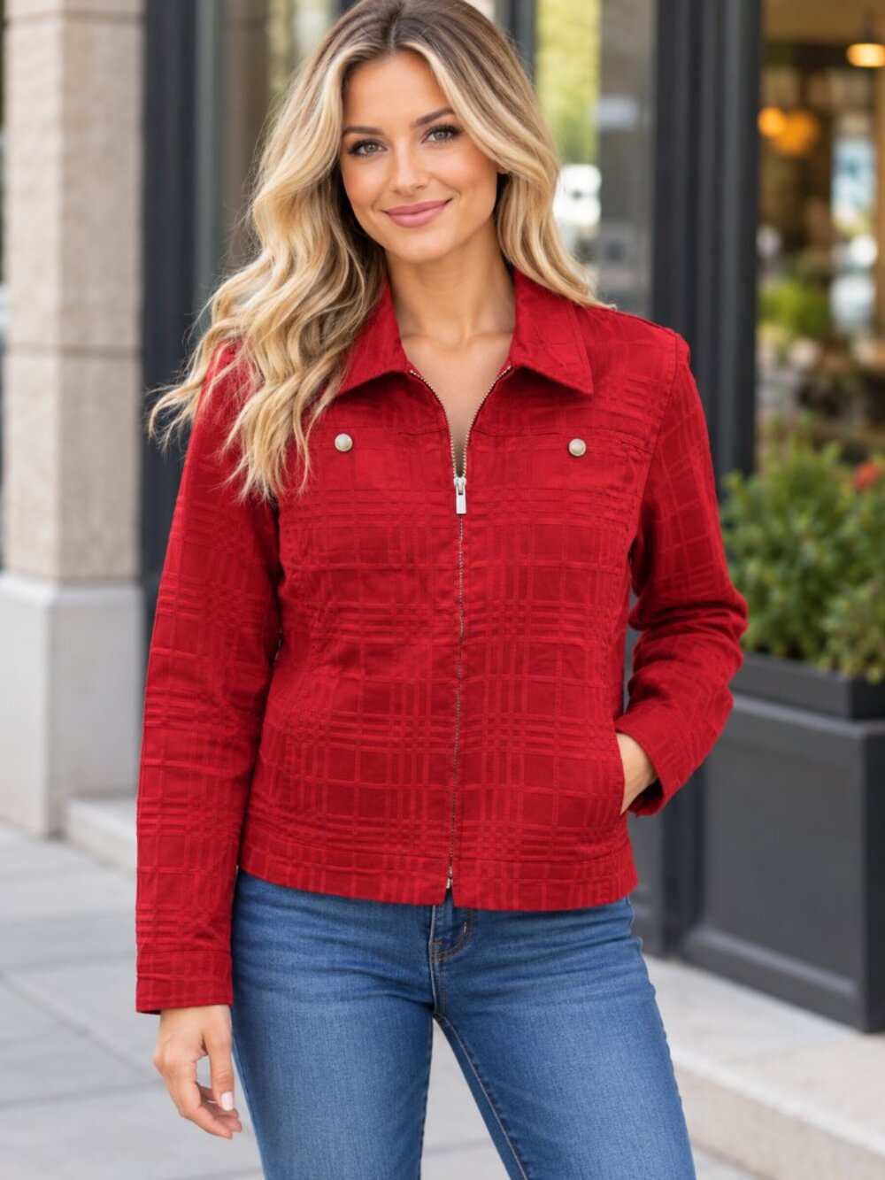 JONES NEW YORK CHECKERED JACKET- (SMALL)